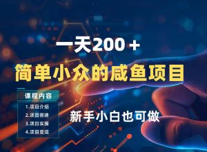 一天收入2张,一个简单小众的咸鱼项目,0门槛小白也能做-项目联盟