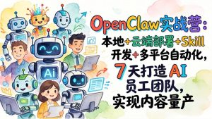 OpenClaw实战营:本地+云端部署+Skill开发+多平台自动化,7 天打造 AI 员工团队,实现内容量产-项目联盟