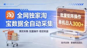 全网独家,淘宝数据全自动采集项目,批量可矩阵,单机轻松日入300【揭秘】-项目联盟