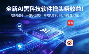 全新AI黑科技软件撸头条收益！无需写指令，一键秒过原创，每天只需半小时，稳定日入3张【揭秘】-项目联盟