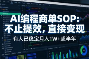 AI编程商单SOP，AI编程不能只给工作提效，还要直接变现，有人已经稳定月入1W+半年了-项目联盟