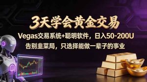 3天学会黄金交易，Vegas交易技术+聪明软件，日赚50-100U-项目联盟