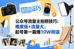 公众号流量主之拍照技巧赛道，难度低+流量大，起号第一篇就爆了10w阅读-项目联盟