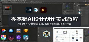零基础AI设计创作实战教程：从SD软件入门到创意出图，轻松打造差异化自媒体内容-项目联盟