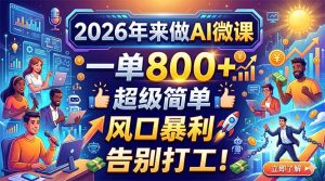 2026年来做AI微课，一单800+，超级简单，风口暴利，告别打工！-项目联盟