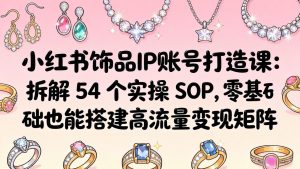 小红书饰品IP账号打造课：拆解 54 个实操 SOP，零基础也能搭建高流量变现矩阵-项目联盟