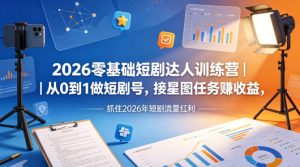 2026零基础短剧达人训练营｜从0到1做短剧号，接星图任务賺收益，抓住2026年短剧流量红利-项目联盟