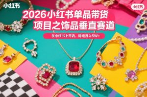 2026小红书单品带货项目之饰品垂直赛道，潮在小红书上开店，稳定月入5W+(更新0401)-项目联盟