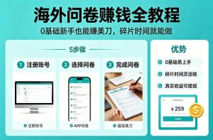 海外问卷賺钱全教程，0基础新手也能賺美刀，碎片时间就能做-项目联盟