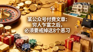 某公众号付费文章：穷人乍富之后，必须要戒掉这8个恶习-项目联盟