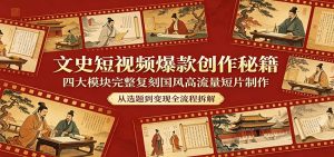 文史短视频爆款创作秘籍：四大模块完整复刻国风高流量短片制作-项目联盟