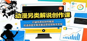 动漫另类解说创作课:打破同质化创作瓶颈,吃透选题文案流量运营实现账号变现-项目联盟