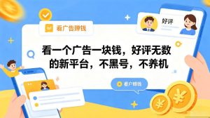 看一个广告一块钱,好评无数的新平台,不黑号,不养机,一部手机一天撸几十,可矩阵【揭秘】-项目联盟
