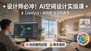 设计师必冲！AI空间设计实操课，ComfyUI+自创家全教学，告别通宵赶图，降本增效-项目联盟
