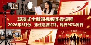 颠覆式全新短视频实操课程2026年5月份,抓住这波红利,甩开90%同行-项目联盟