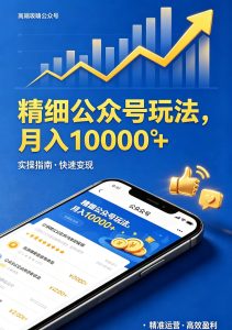 精细公众号玩法，月入10000+，实操指南，快速变现-项目联盟
