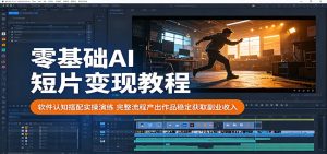 零基础AI短片变现教程:软件认知搭配实操演练,完整流程产出作品稳定获取副业收入-项目联盟