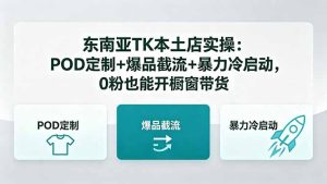 东南亚TK本土店实操：POD定制+爆品截流+暴力冷启动，0粉也能开橱窗带货-项目联盟