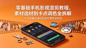 零基础手机影视混剪教程，素材选材到卡点调色全拆解，小白跟着实操轻松制作爆款混剪短片-项目联盟