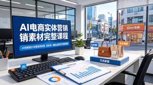 AI电商实体营销素材完整课程，AI创意短片完美复刻实景，实体店一键生成宣传引流短视频-项目联盟