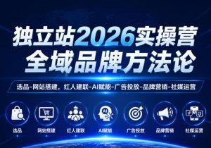 独立站2026实操营，全域品牌方法论，选品-网站搭建，红人建联-AI赋能-广告投放-品牌营销-社煤运营-项目联盟