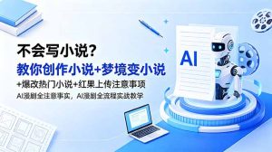 不会写小说？教你创作小说+梦境变小说+爆改热门小说+红果上传注意事项，AI漫剧全流程实战教学-项目联盟