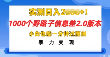 2025抖音1000个野路子信息差最新玩法，一分钟过原创，暴力变现月入几k-项目联盟
