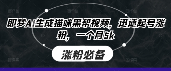 即梦AI生成猫咪黑帮视频，迅速起号涨粉，一个月5k-项目联盟