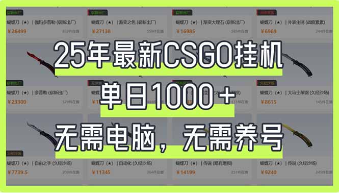 (14178期)25年最新CSGO挂机系统,单日1000+,无需电脑,无需养号,0基础可上手-项目联盟