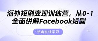 海外短剧变现训练营，从0-1全面讲解Facebook短剧-项目联盟