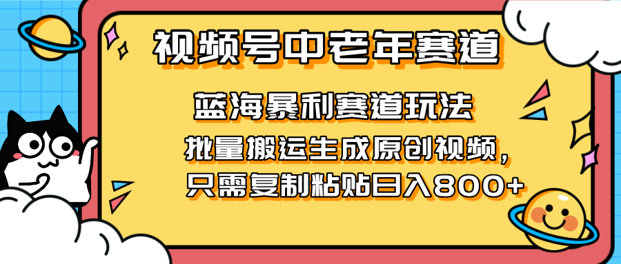 (14314期)2025视频号中老年短视频蓝海暴利风口!复制粘贴搬运视频单日赚800+,无...-项目联盟