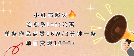 小红书超火的治愈系loft公寓,单条作品点赞16W,3分钟一条,单日变现数张-项目联盟