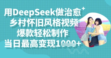 用DeepSeek做治愈乡村怀旧风格视频,爆款轻松制作,当日最高变现多张-项目联盟
